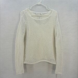 Liz Claiborne Crochet Top XL Cream White Long Sleeve Casual Boho Layering